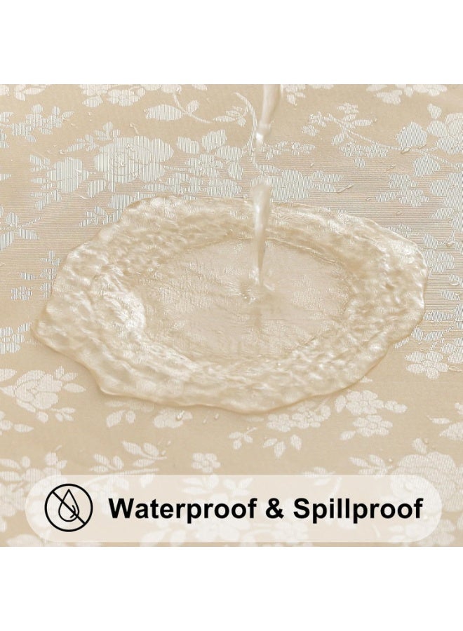 AoMige Machine Washable Vinyl Tablecloth,Easy Wipe Clean Rectangular Dining Tablecloth,100% Waterproof Spill Proof Tablecloth for Kitchen and Dining Table - Image 2